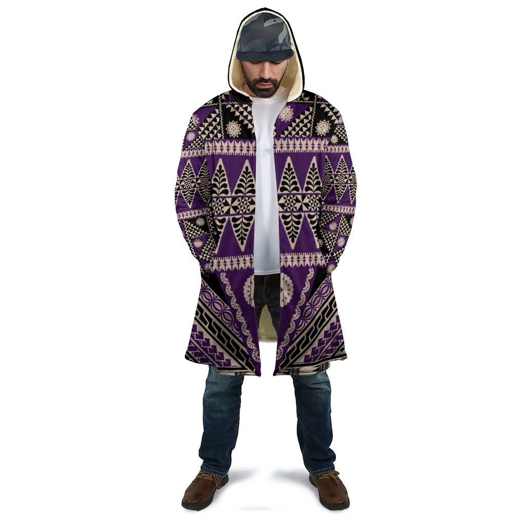 Vintage Bula Fiji Cloak Purple Tapa Masi Motif - Polynesian Pride
