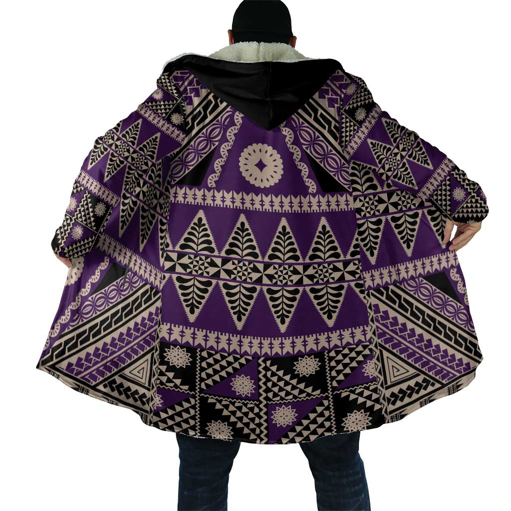 Vintage Bula Fiji Cloak Purple Tapa Masi Motif - Polynesian Pride