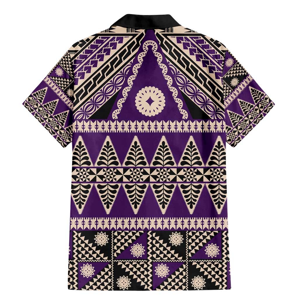 Vintage Bula Fiji Family Matching Mermaid Dress and Hawaiian Shirt Purple Tapa Masi Motif LT9 - Polynesian Pride