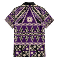 Vintage Bula Fiji Family Matching Puletasi and Hawaiian Shirt Purple Tapa Masi Motif
