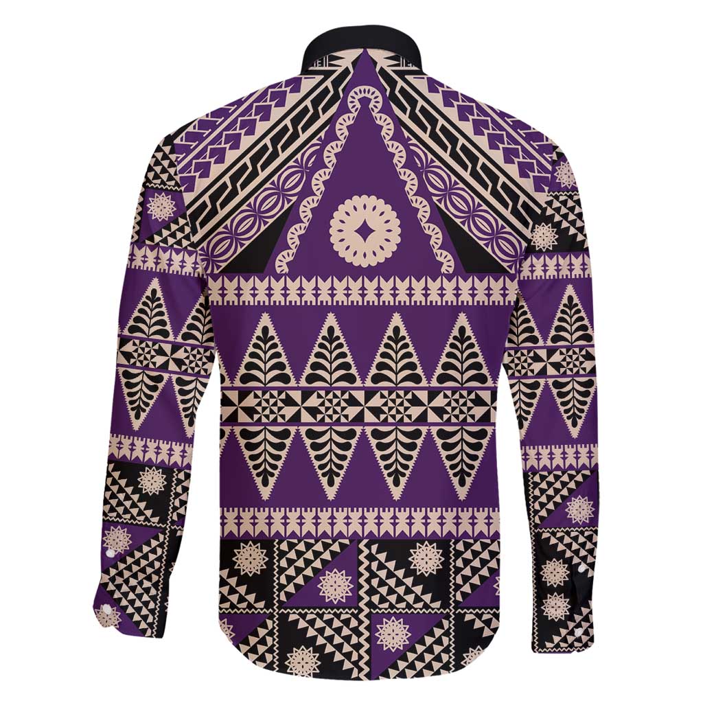 Vintage Bula Fiji Family Matching Summer Maxi Dress and Hawaiian Shirt Purple Tapa Masi Motif LT9 - Polynesian Pride