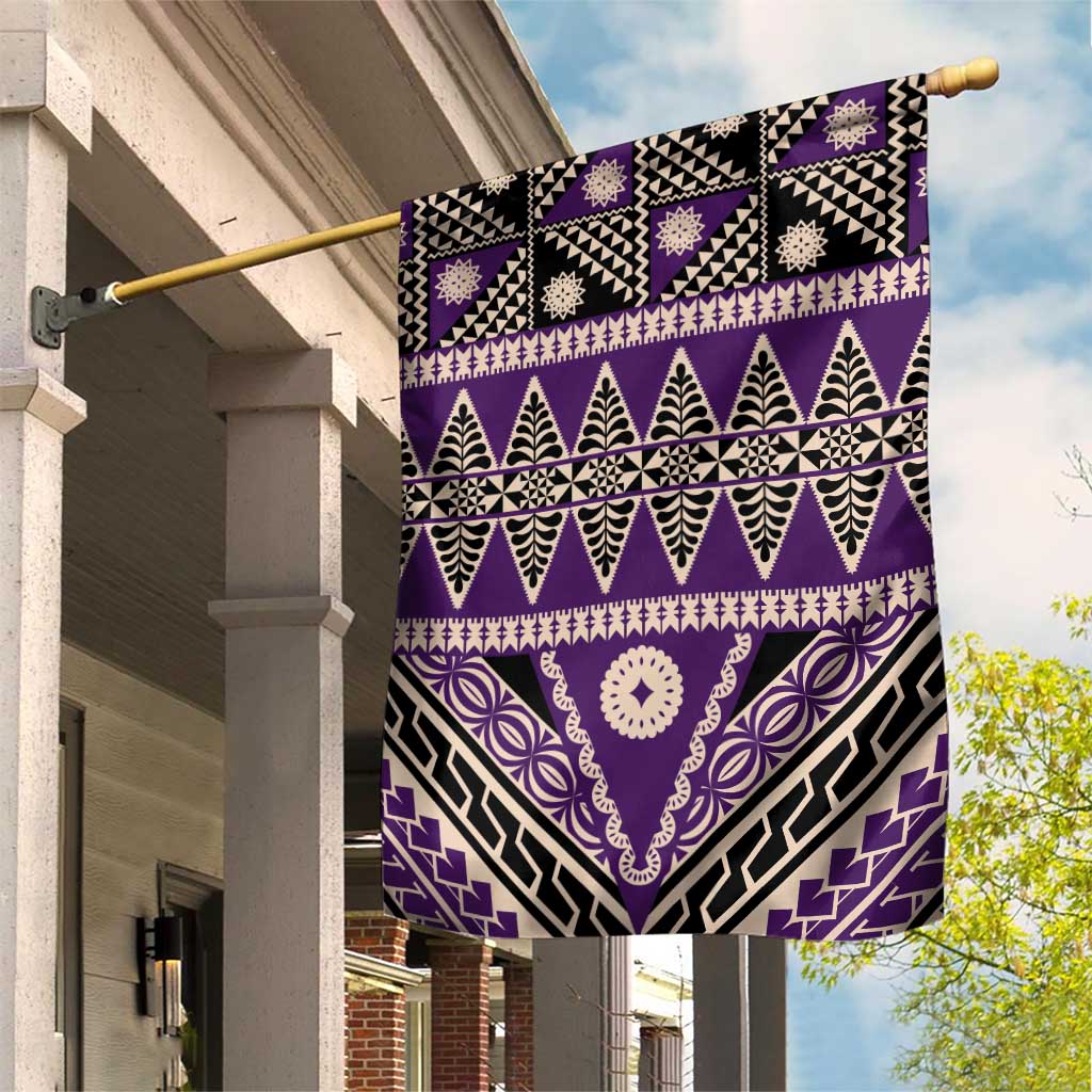 Vintage Bula Fiji Garden Flag Purple Tapa Masi Motif