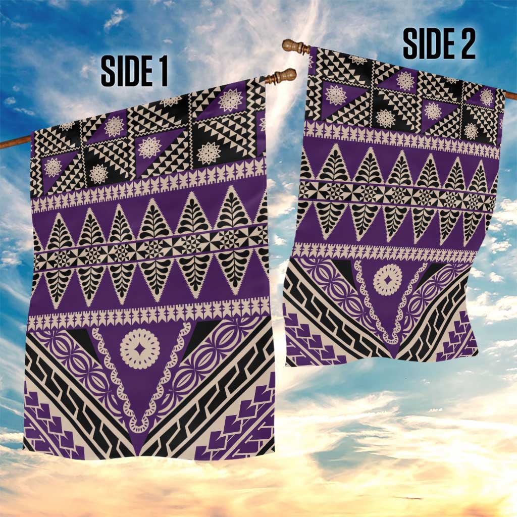 Vintage Bula Fiji Garden Flag Purple Tapa Masi Motif