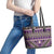 Vintage Bula Fiji Leather Tote Bag Purple Tapa Masi Motif
