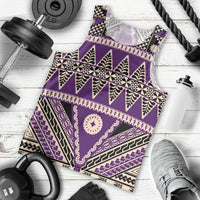 Vintage Bula Fiji Men Tank Top Purple Tapa Masi Motif