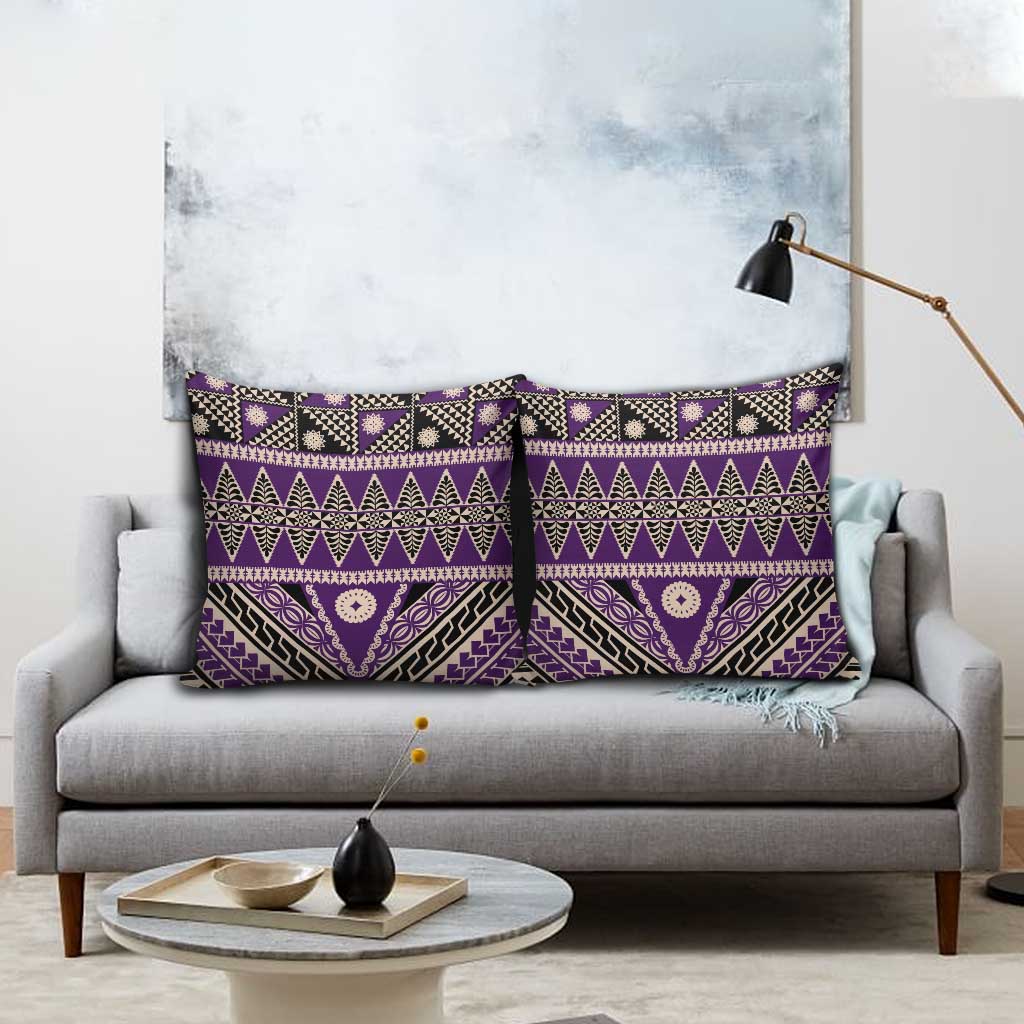 Vintage Bula Fiji Pillow Cover Purple Tapa Masi Motif - Polynesian Pride
