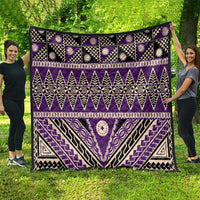 Vintage Bula Fiji Quilt Purple Tapa Masi Motif