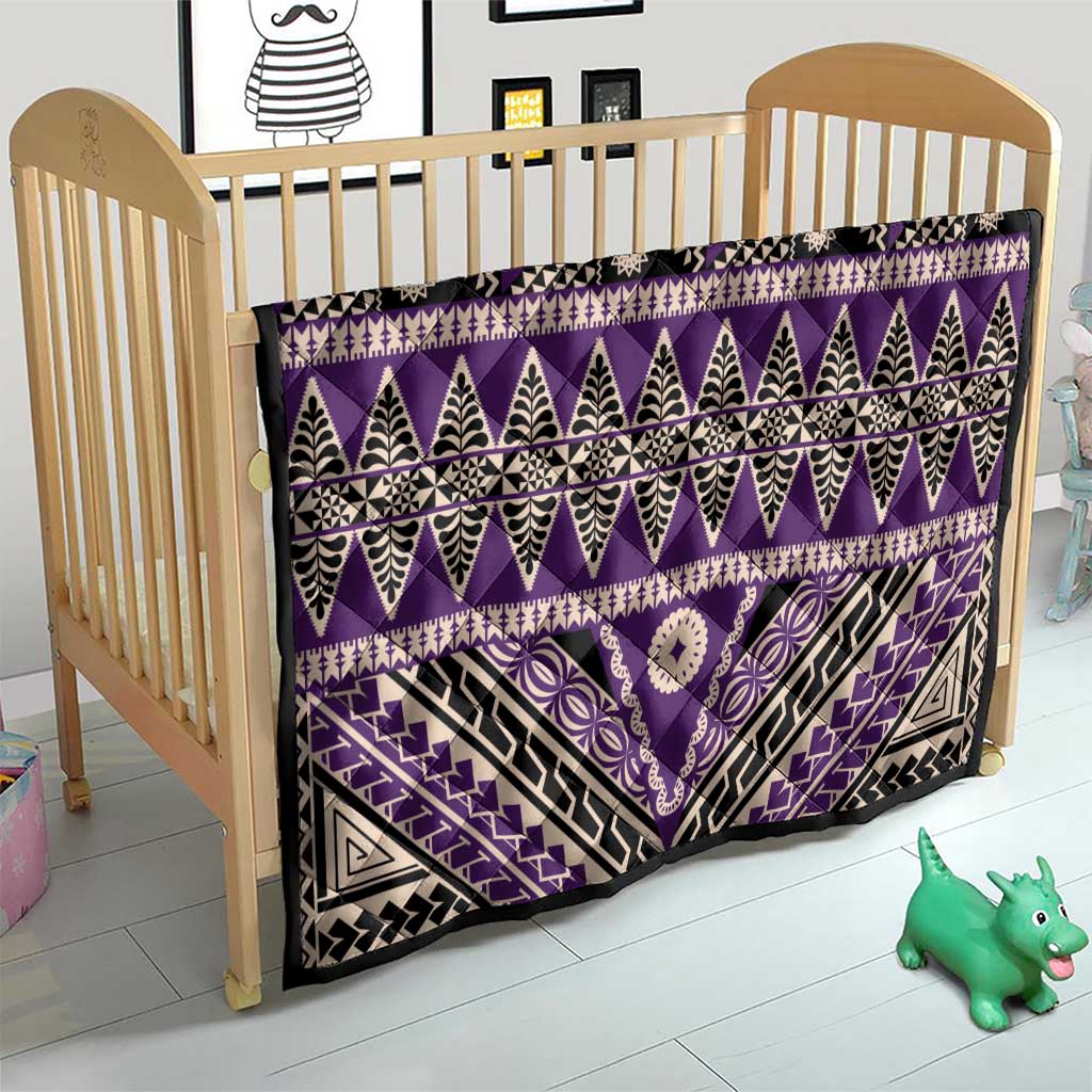Vintage Bula Fiji Quilt Purple Tapa Masi Motif