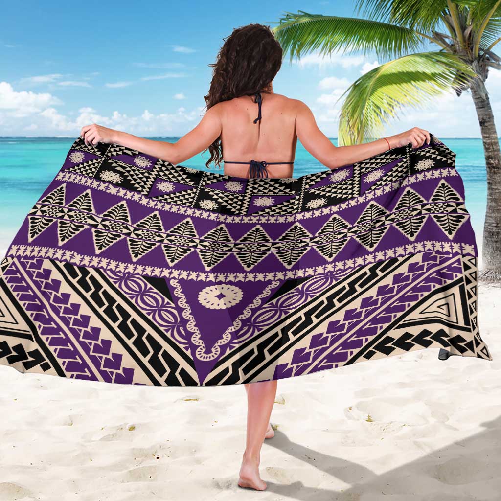 Vintage Bula Fiji Sarong Purple Tapa Masi Motif LT9 - Polynesian Pride
