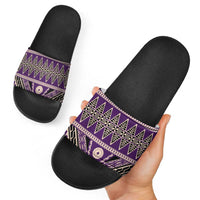 Vintage Bula Fiji Slide Sandals Purple Tapa Masi Motif LT9 - Polynesian Pride