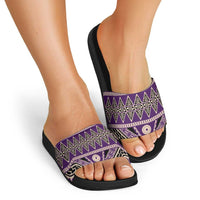 Vintage Bula Fiji Slide Sandals Purple Tapa Masi Motif LT9 - Polynesian Pride