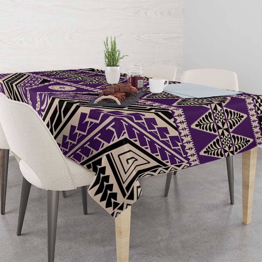 Vintage Bula Fiji Tablecloth Purple Tapa Masi Motif