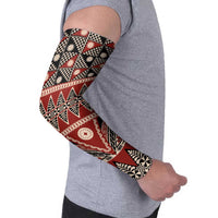 Vintage Bula Fiji Arm Sleeves Red Tapa Masi Motif LT9 - Polynesian Pride
