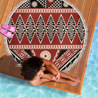 Vintage Bula Fiji Beach Blanket Red Tapa Masi Motif