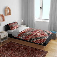 Vintage Bula Fiji Bedding Set Red Tapa Masi Motif