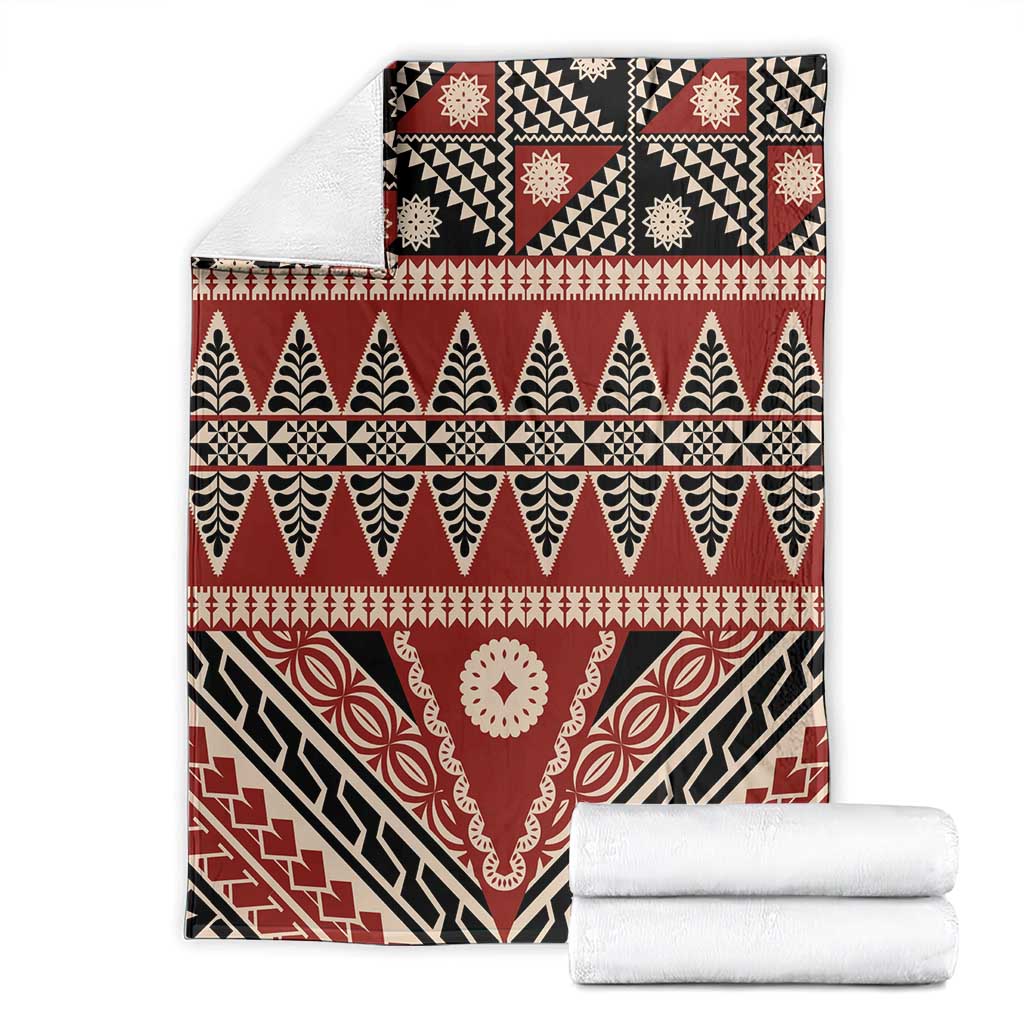 Vintage Bula Fiji Blanket Red Tapa Masi Motif