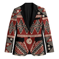 Vintage Bula Fiji Blazer Red Tapa Masi Motif - Polynesian Pride