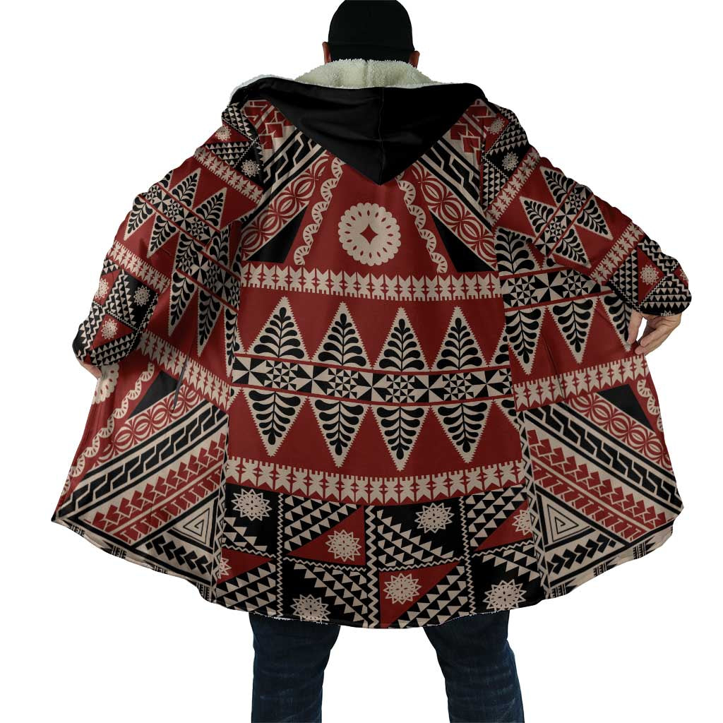 Vintage Bula Fiji Cloak Red Tapa Masi Motif - Polynesian Pride