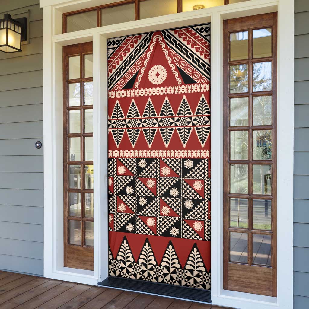 Vintage Bula Fiji Door Cover Red Tapa Masi Motif LT9 - Polynesian Pride