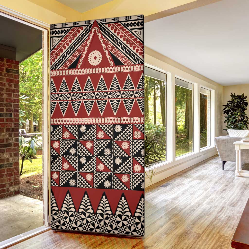 Vintage Bula Fiji Door Cover Red Tapa Masi Motif LT9 - Polynesian Pride