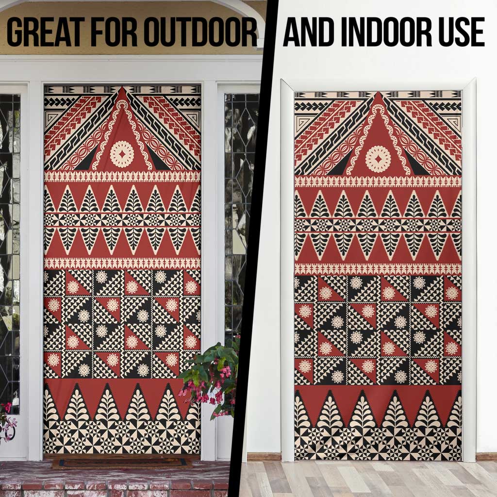 Vintage Bula Fiji Door Cover Red Tapa Masi Motif LT9 - Polynesian Pride