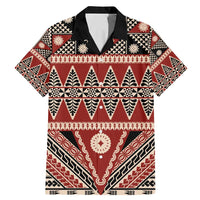 Vintage Bula Fiji Family Matching Mermaid Dress and Hawaiian Shirt Red Tapa Masi Motif LT9 Dad's Shirt - Short Sleeve Red - Polynesian Pride