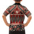 Vintage Bula Fiji Family Matching Off The Shoulder Long Sleeve Dress and Hawaiian Shirt Red Tapa Masi Motif
