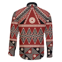 Vintage Bula Fiji Family Matching Short Sleeve Bodycon Dress and Hawaiian Shirt Red Tapa Masi Motif LT9 - Polynesian Pride