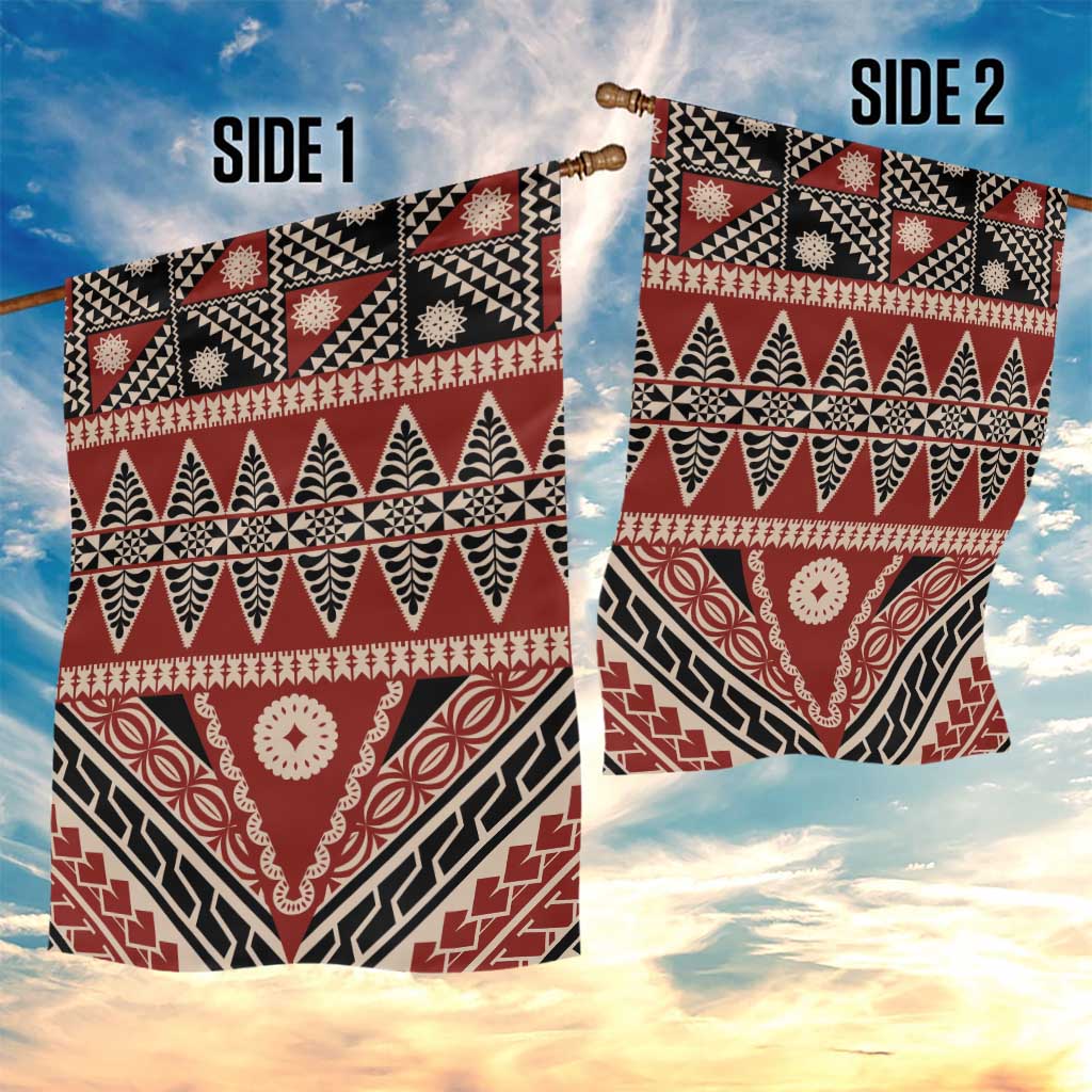 Vintage Bula Fiji Garden Flag Red Tapa Masi Motif
