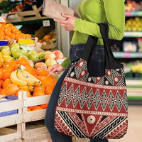 Vintage Bula Fiji Grocery Bag Red Tapa Masi Motif