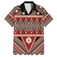 Vintage Bula Fiji Hawaiian Shirt Red Tapa Masi Motif