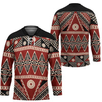 Vintage Bula Fiji Hockey Jersey Red Tapa Masi Motif - Polynesian Pride