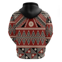 Vintage Bula Fiji Hoodie Red Tapa Masi Motif