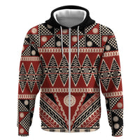 Vintage Bula Fiji Hoodie Red Tapa Masi Motif