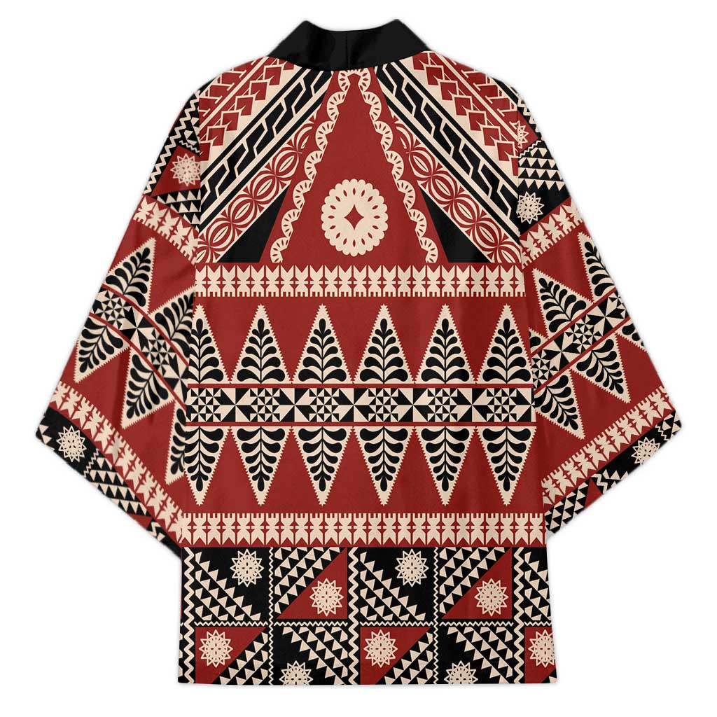Vintage Bula Fiji Kimono Red Tapa Masi Motif LT9 - Polynesian Pride