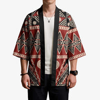 Vintage Bula Fiji Kimono Red Tapa Masi Motif LT9 - Polynesian Pride