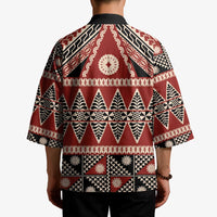 Vintage Bula Fiji Kimono Red Tapa Masi Motif LT9 - Polynesian Pride