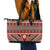 Vintage Bula Fiji Leather Tote Bag Red Tapa Masi Motif