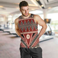 Vintage Bula Fiji Men Tank Top Red Tapa Masi Motif
