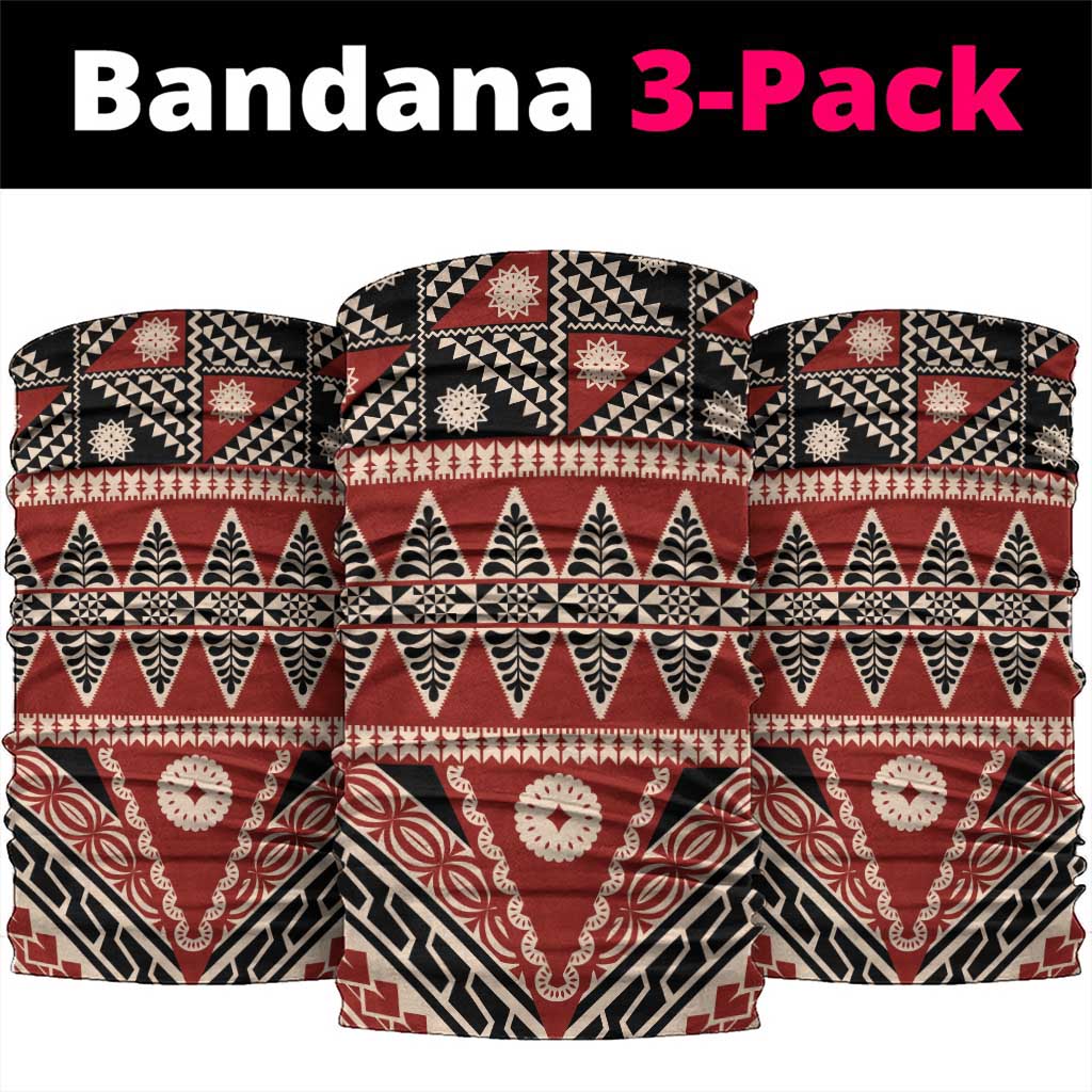 Vintage Bula Fiji Neck Gaiter Red Tapa Masi Motif - Polynesian Pride