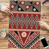 Vintage Bula Fiji Puzzle Red Tapa Masi Motif - Polynesian Pride