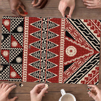 Vintage Bula Fiji Puzzle Red Tapa Masi Motif - Polynesian Pride