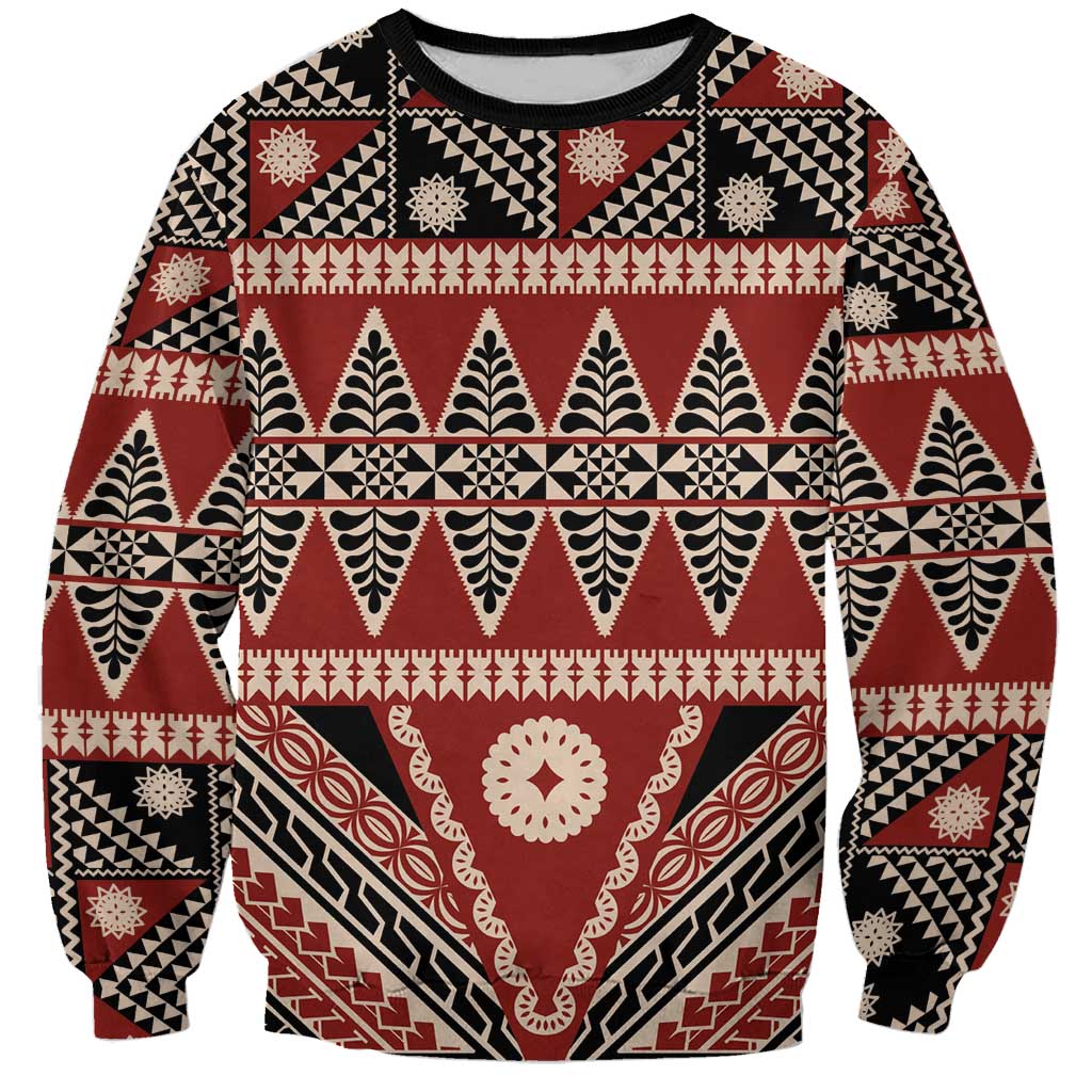 Vintage Bula Fiji Sweatshirt Red Tapa Masi Motif