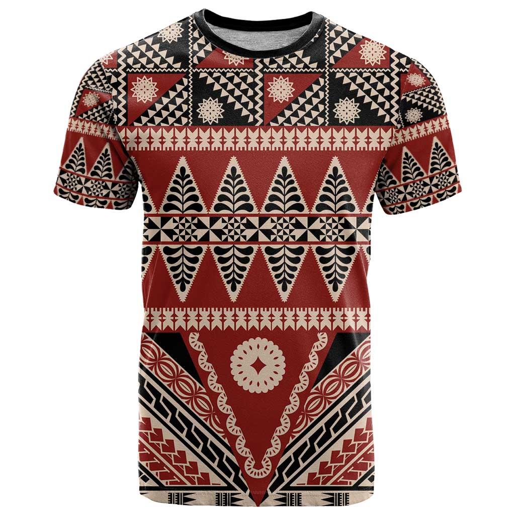Vintage Bula Fiji T Shirt Red Tapa Masi Motif LT9 Red - Polynesian Pride