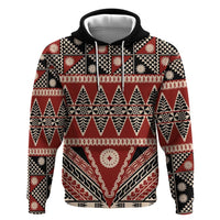 Vintage Bula Fiji Zip Hoodie Red Tapa Masi Motif