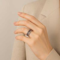 Vintage Bula Fiji Classic Ring Brown Tapa Motif Fiji Traditional Masi Pattern - Polynesian Pride