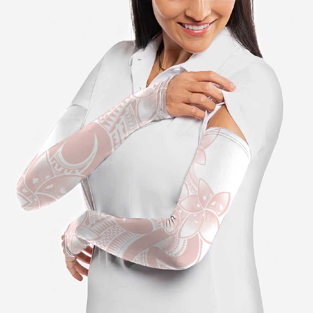 Polynesian Tribal Plumeria Lotu Tamaiti Arm Sleeves Pastel Blush - Polynesian Pride