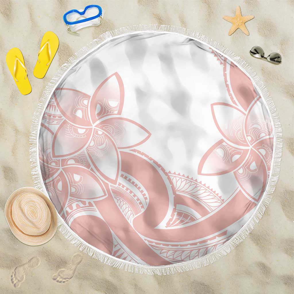 Polynesian Tribal Plumeria Lotu Tamaiti Beach Blanket Pastel Blush - Polynesian Pride