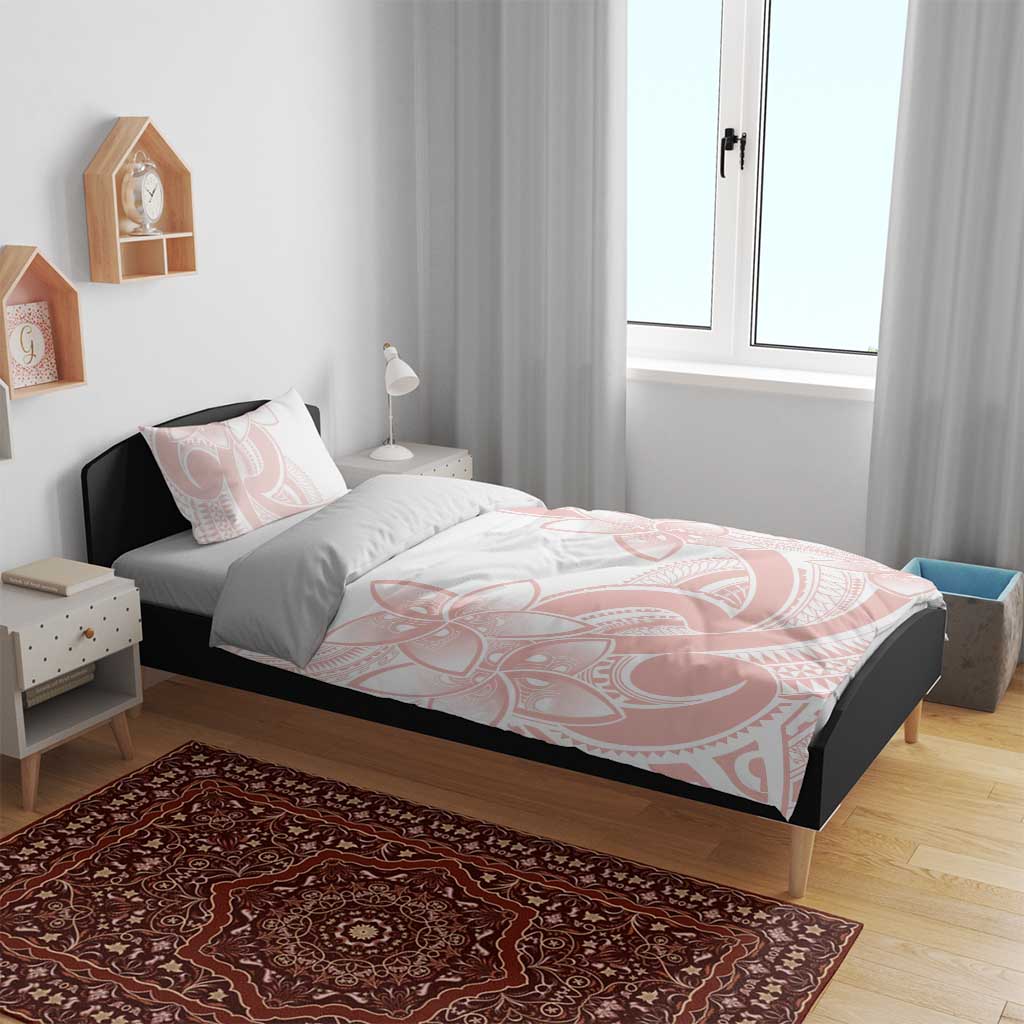 Polynesian Tribal Plumeria Lotu Tamaiti Bedding Set Pastel Blush - Polynesian Pride
