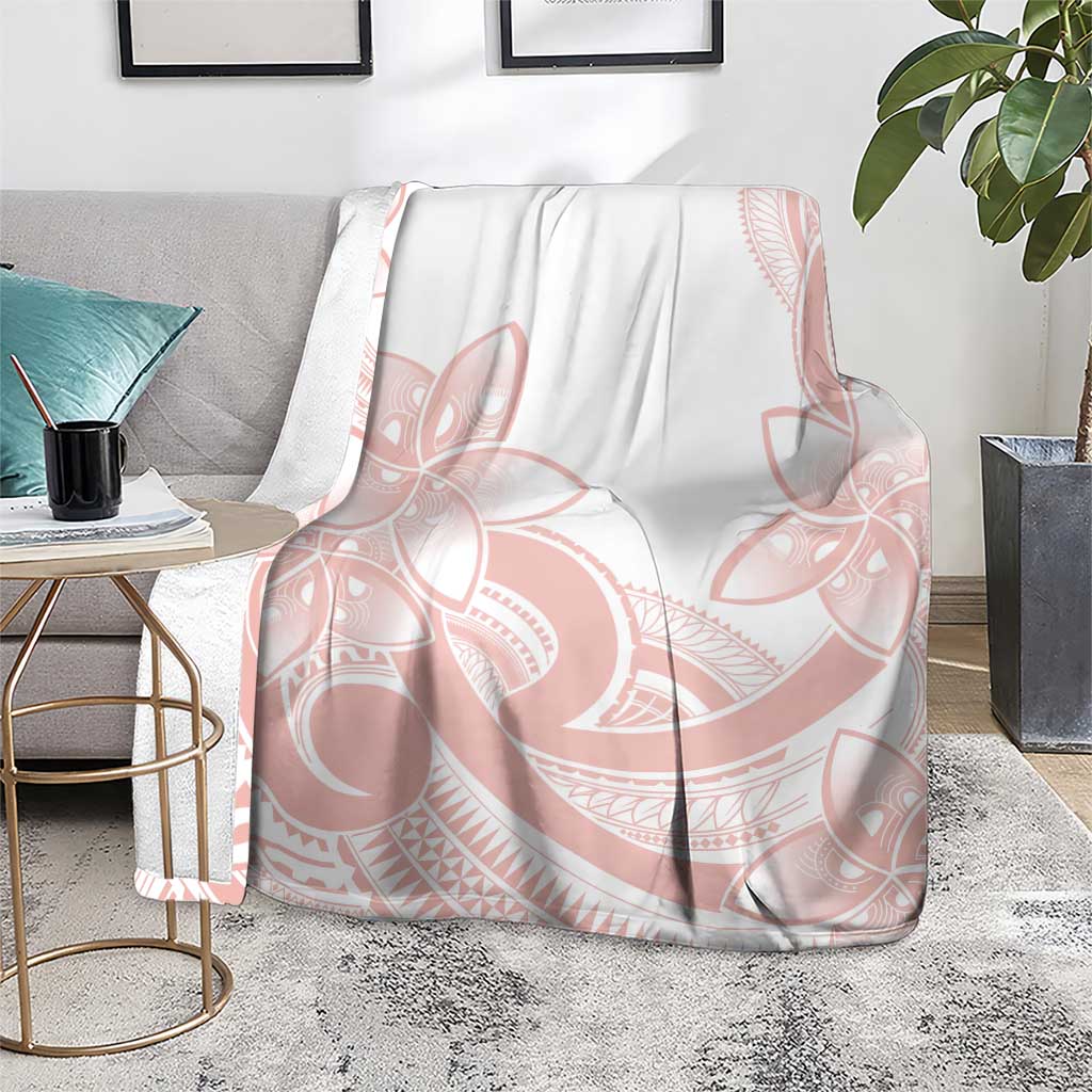 Polynesian Tribal Plumeria Lotu Tamaiti Blanket Pastel Blush - Polynesian Pride